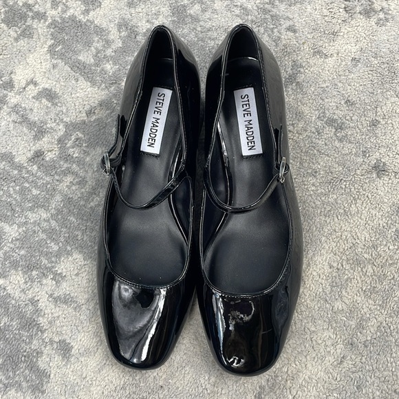 Steve Madden Hawke Patent Slip On Mary Jane Shoes Black Preppy Goth Sz 8 - Picture 5 of 14